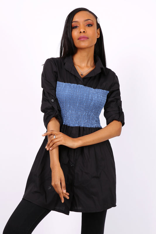 Μπλουζοπουκαμίσα με σφηκοφωλιά