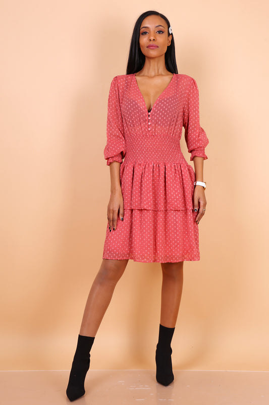 Φόρεμα mini με ανάγλυφο πουά