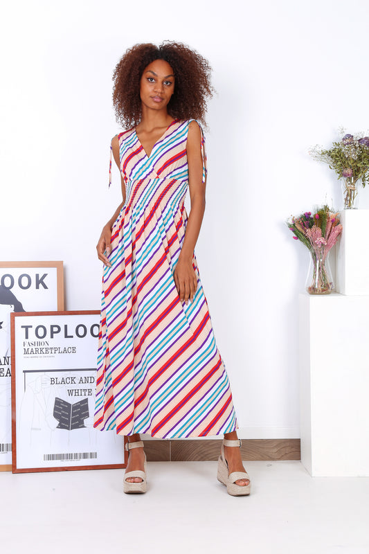 Φόρεμα ριγέ πολύχρωμο maxi