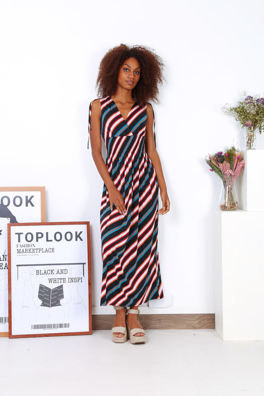 Φόρεμα ριγέ πολύχρωμο maxi