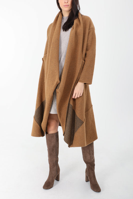 Παλτό midi δίχρωμο oversized