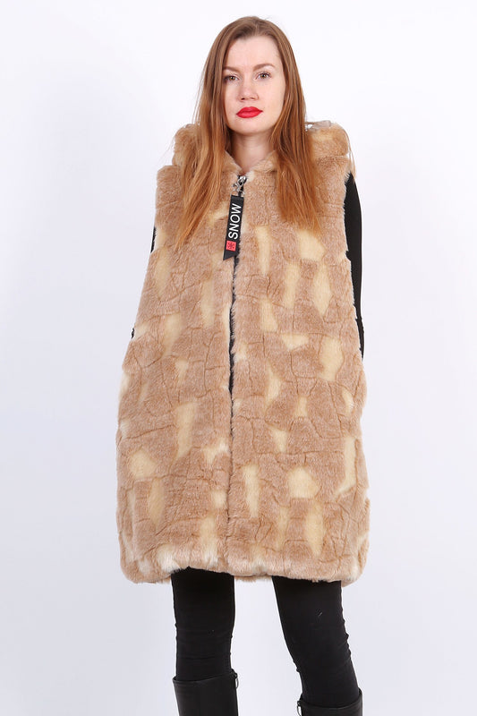 Γιλέκο γούνινο με κουκούλα
