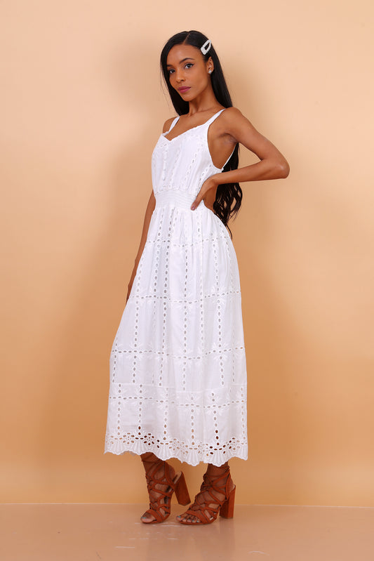 Φόρεμα maxi με κοφτό κέντημα