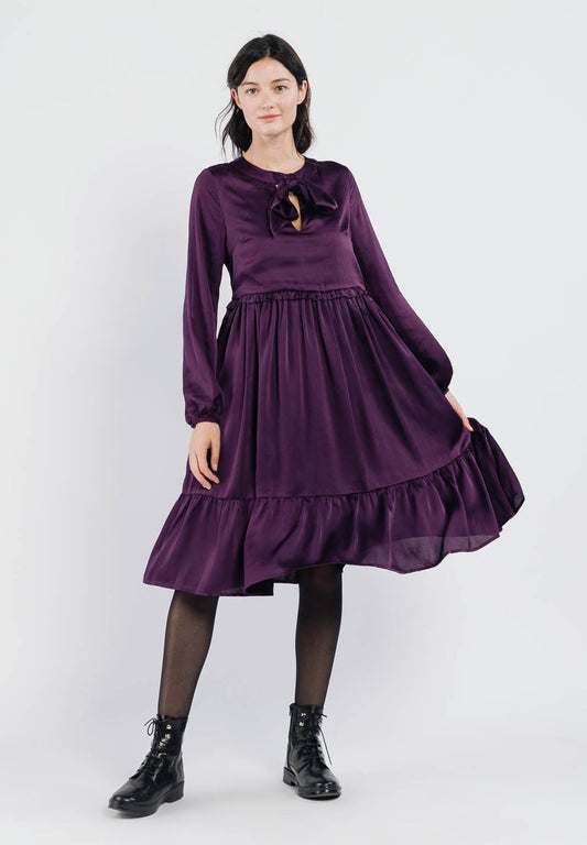 Φόρεμα midi romantic με βολάν