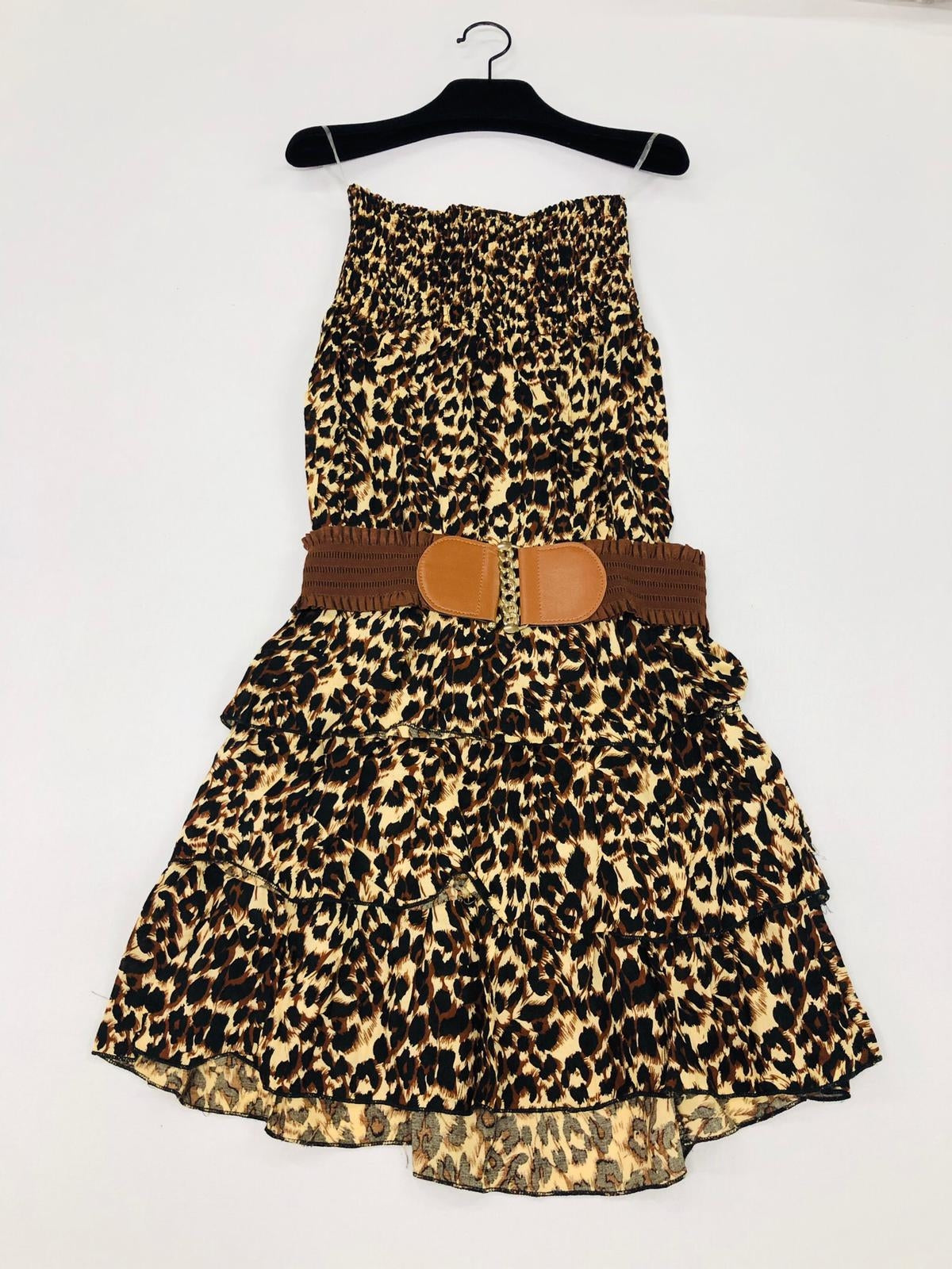 Φόρεμα midi/mini leopard με ζώνη