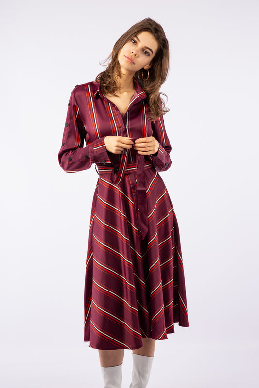 Shirt dress satin midi