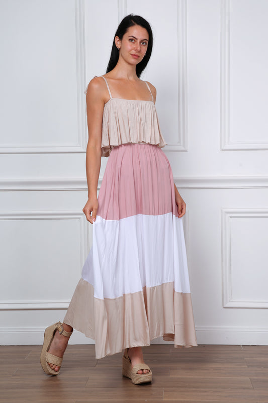 Φόρεμα maxi τρίχρωμο