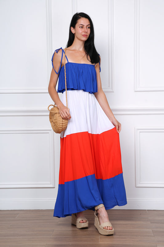 Φόρεμα maxi τρίχρωμο
