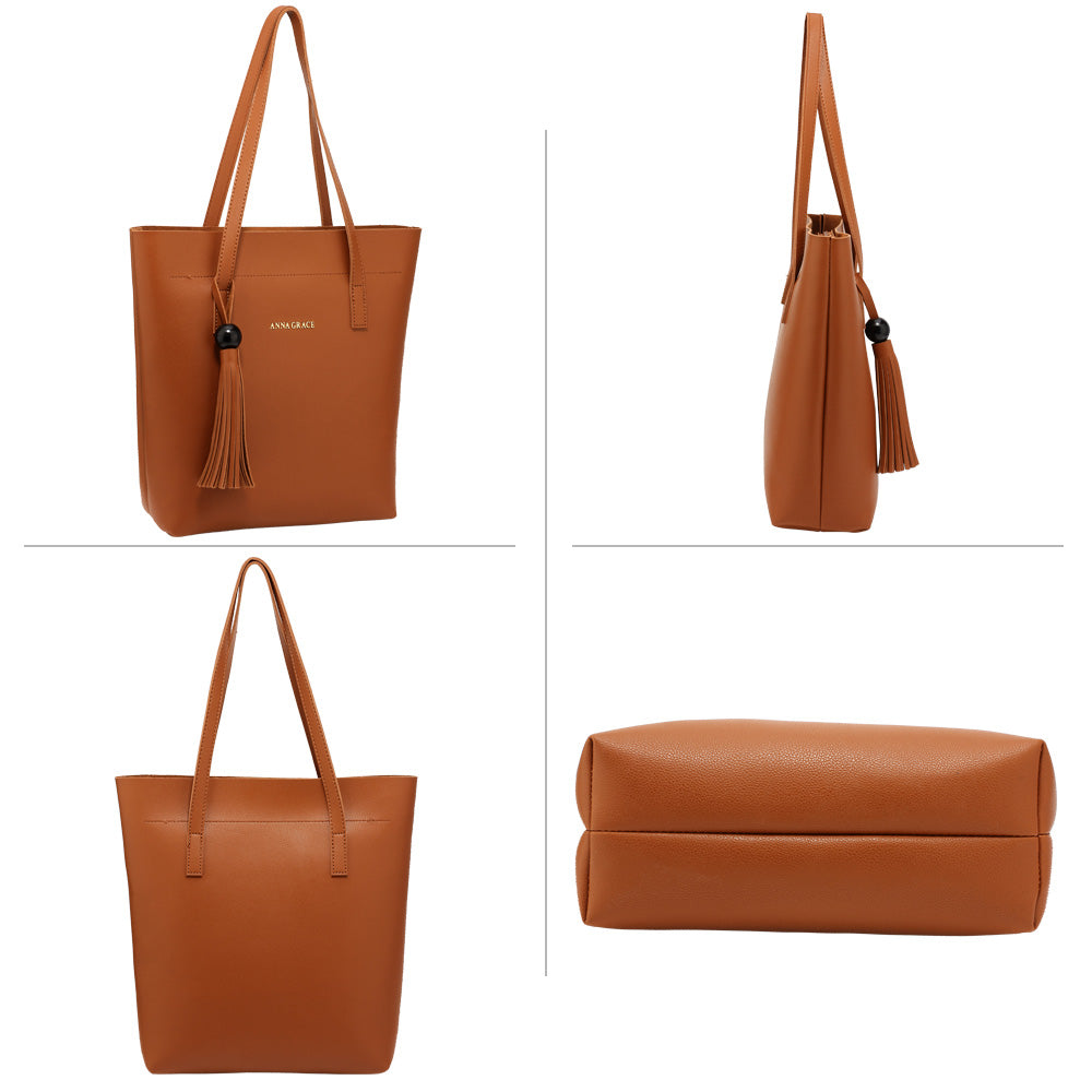 Anna Grace 3 Pieces Set Brown Women's Fashion Handbags