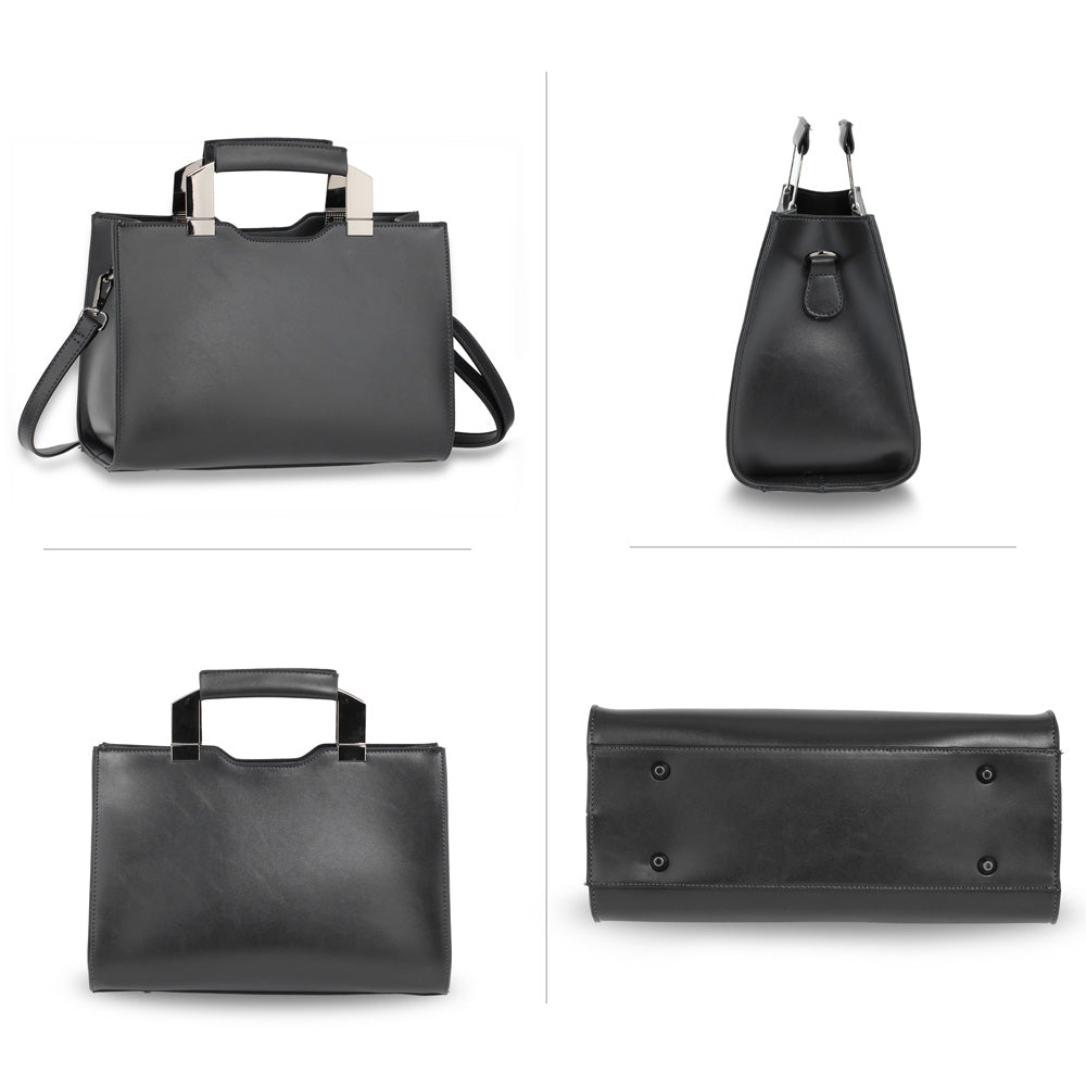 Anna Grace Fashion Tote Bag With Black Metal Work