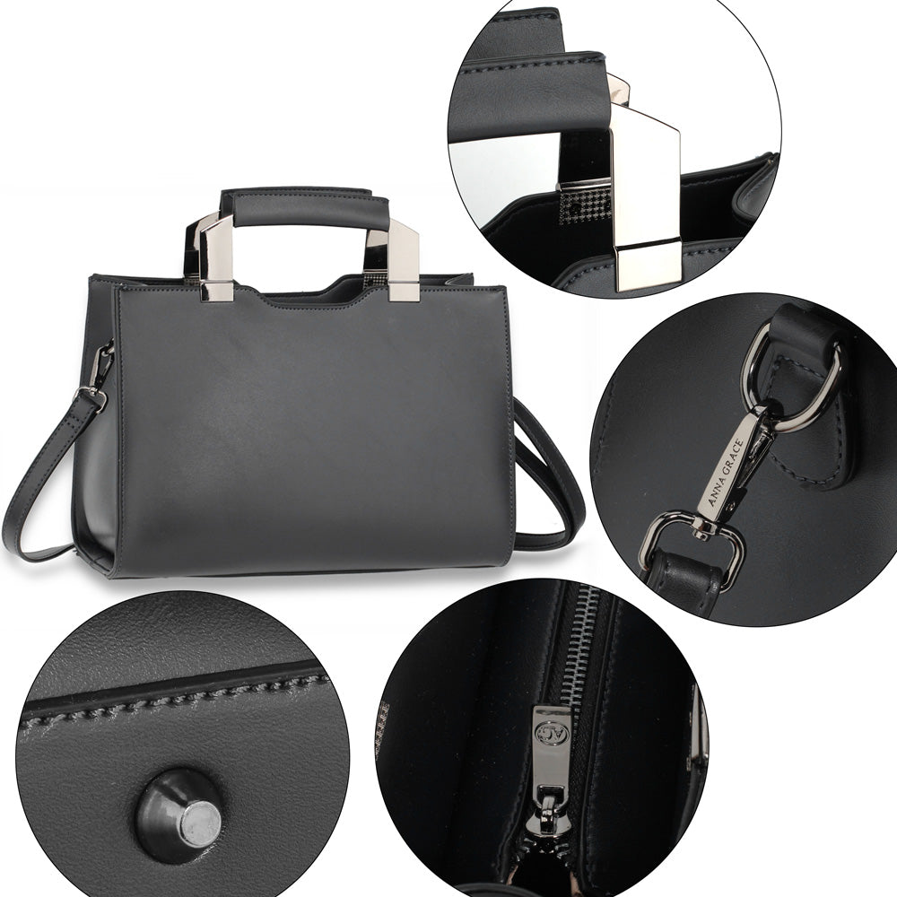 Anna Grace Fashion Tote Bag With Black Metal Work