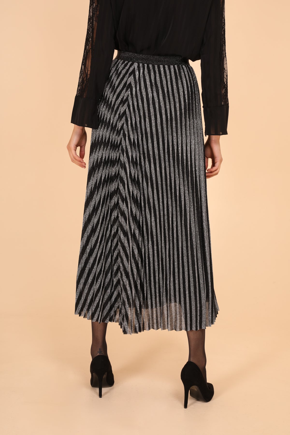 Φούστα maxi πλισέ με lurex