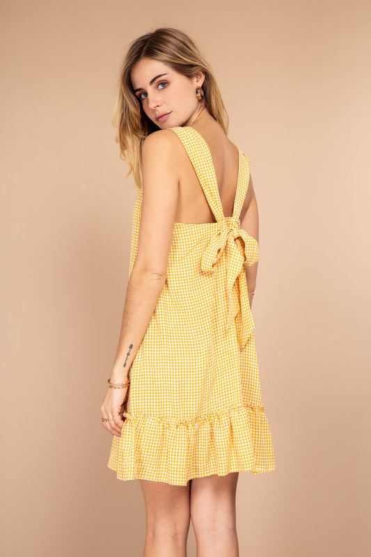 Φόρεμα mini με φιόγκο στην πλάτη