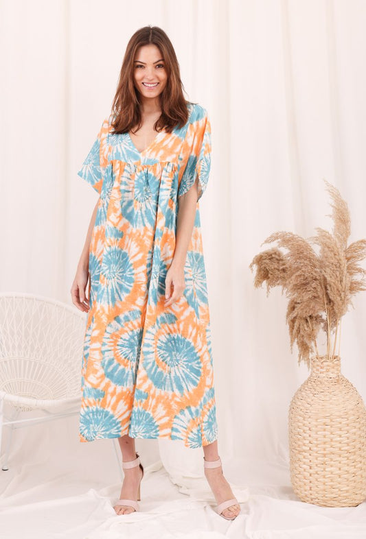 Φόρεμα midi/maxi floral λινό