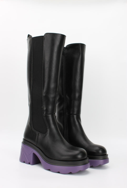 Μπότα δερματίνης δίχρωμη