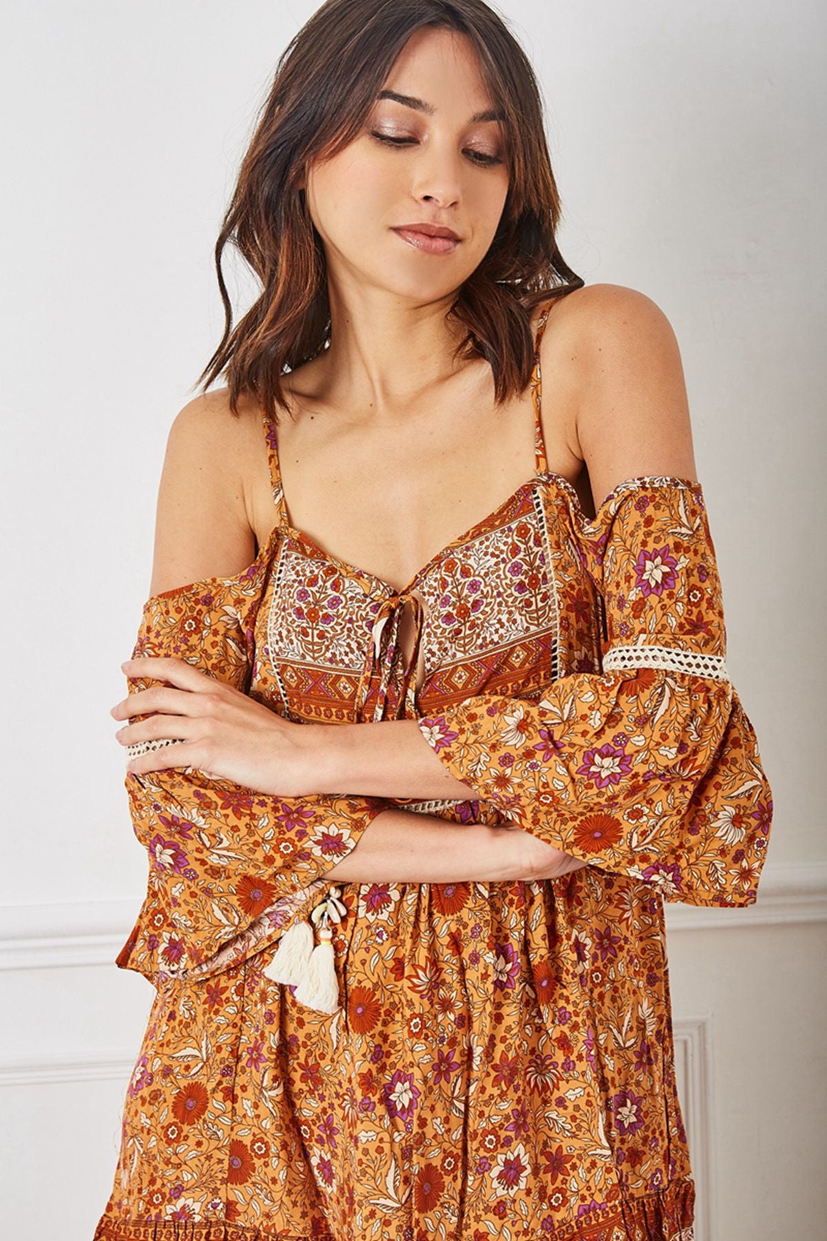 Φόρεμα mini boho floral