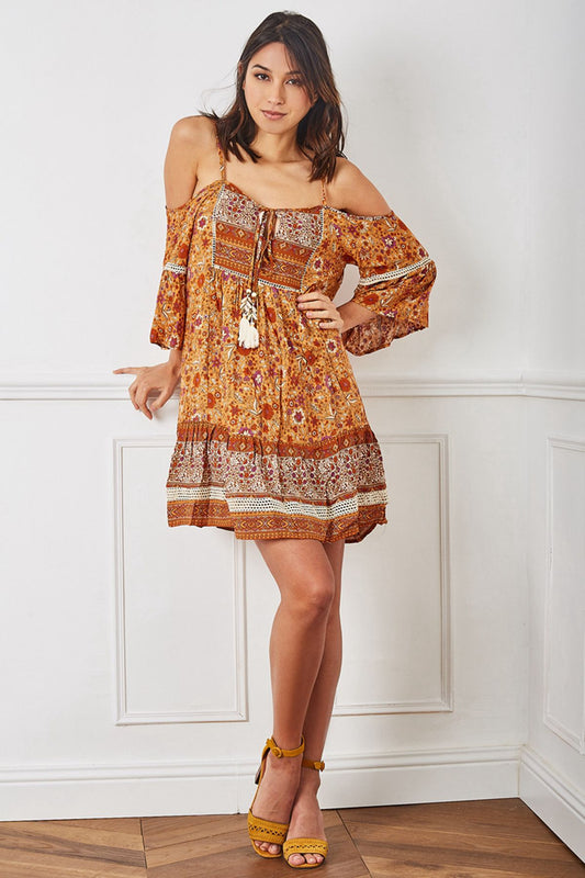 Φόρεμα mini boho floral