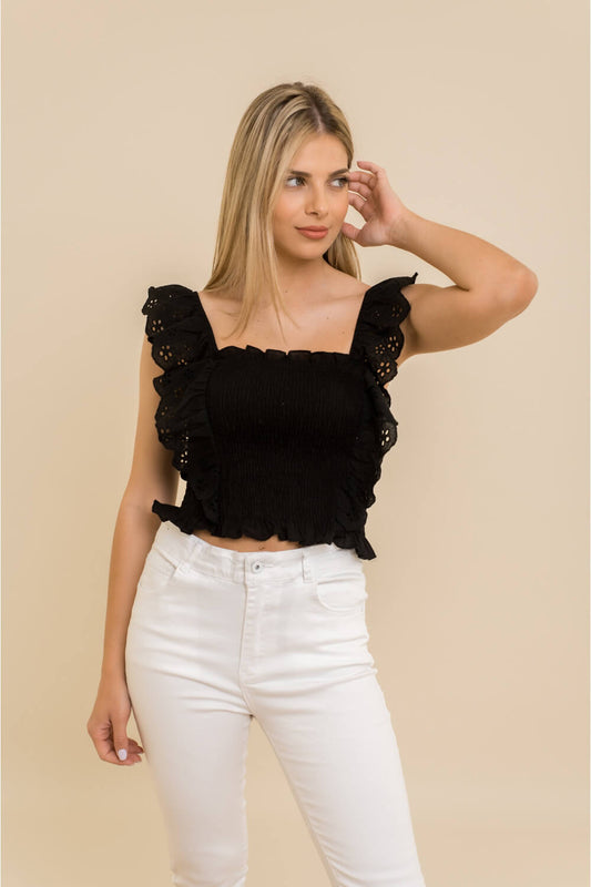 Τοp cropped μπροντερί