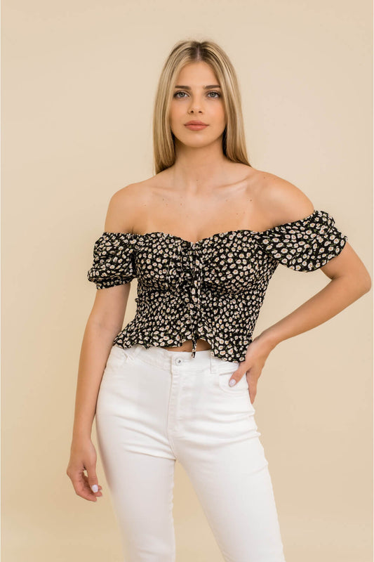 Τοπ κοντομάνικο balloon floral