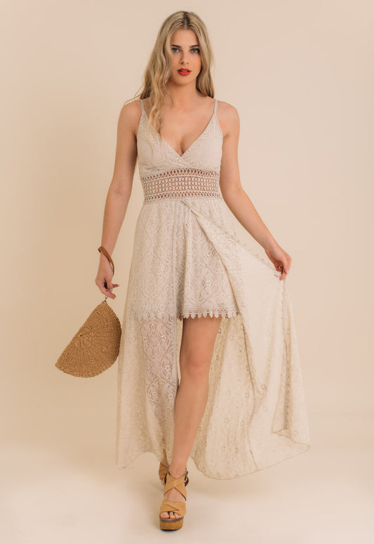 Φόρεμα maxi με δανδέλα