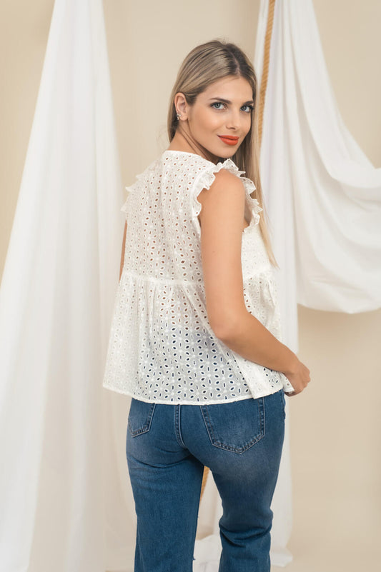 Τοπ με κέντημα μπροντερί