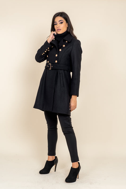 Ημίπαλτο ημιμάλλινο με χρυσαφί κουμπιά