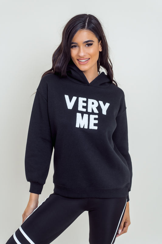Φούτερ με κουκούλα και τύπωμα VERY ME