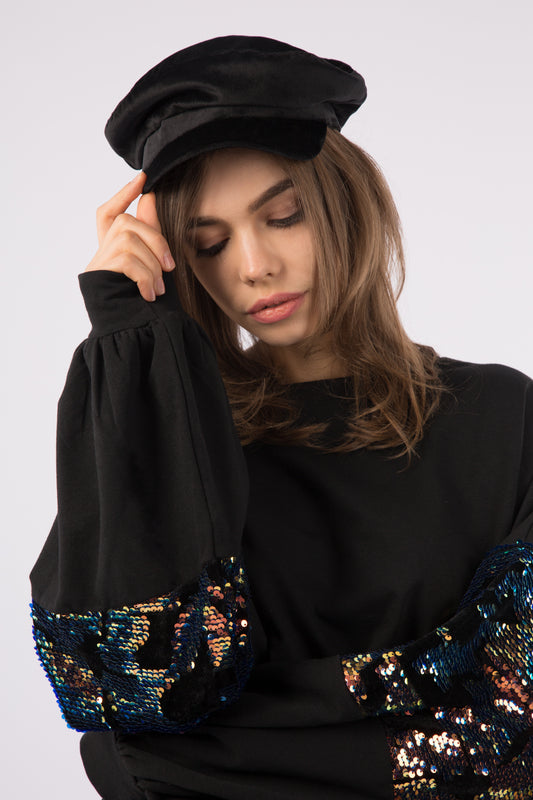 Μπλούζα νυχτερίδα με παγιέτες