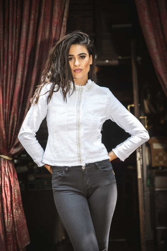 Μπουφάν denim με πέρλες