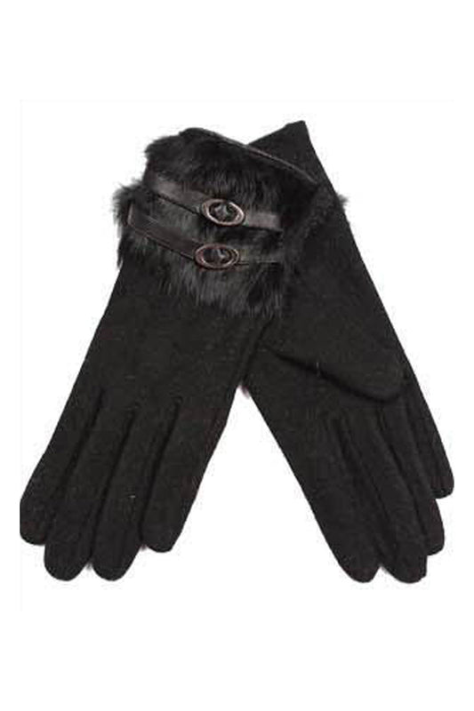Γάντια μάλλινα με γούνα