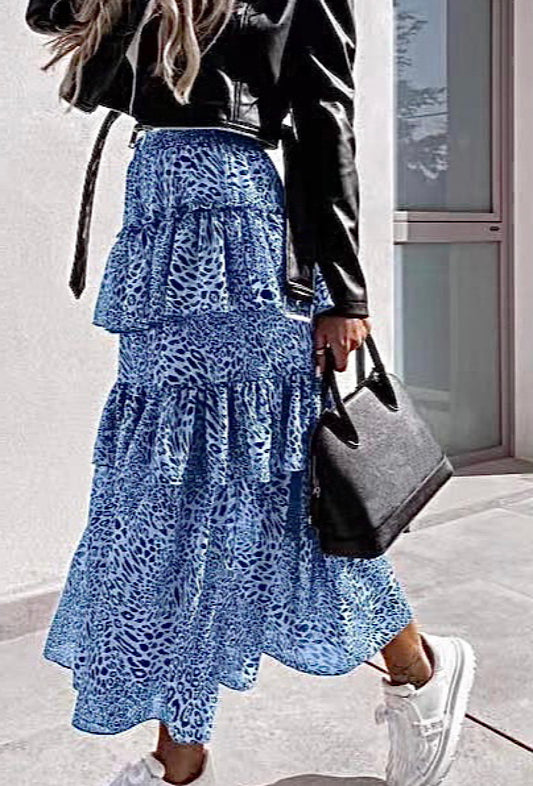 Φούστα animal printed με βολάν