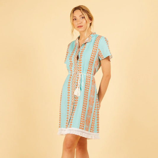 Shirt dress geometric printed