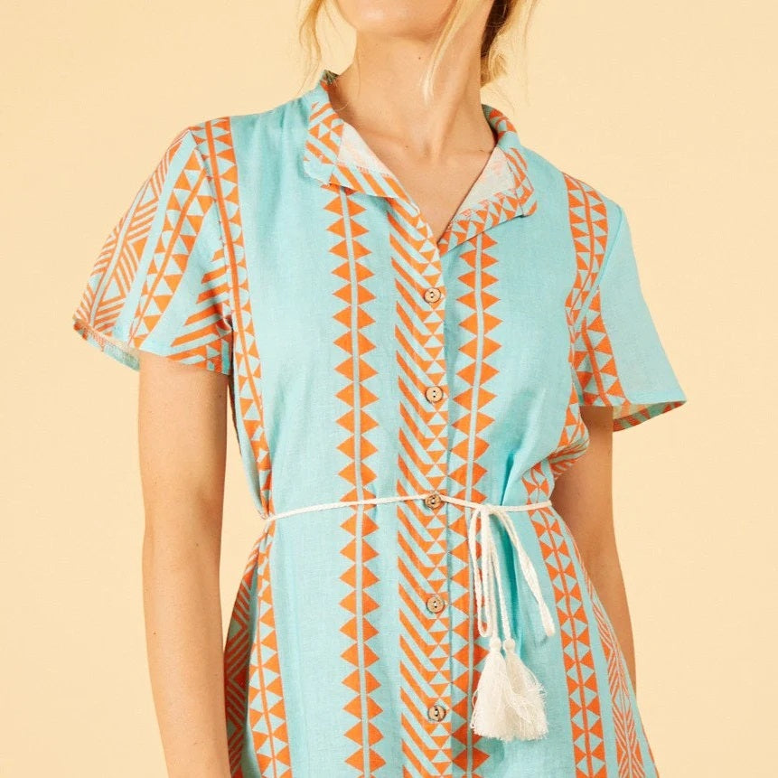 Shirt dress geometric printed