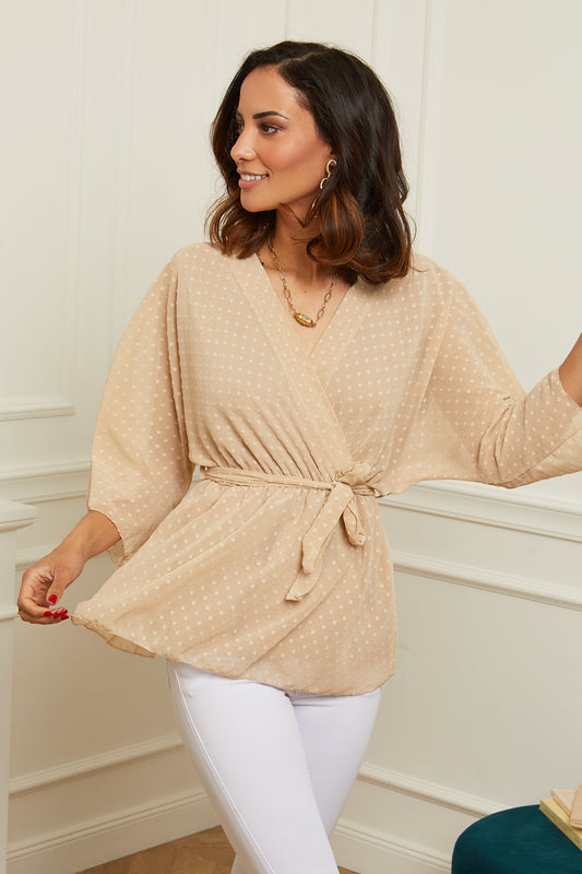 Μπλούζα croise πουά