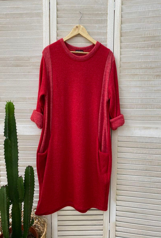 Φόρεμα midi δίχρωμο