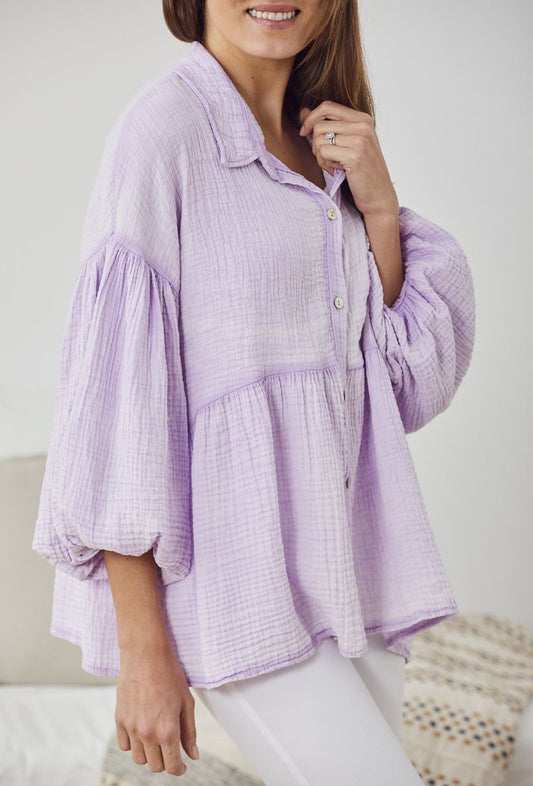 Πουκαμίσα με φουσκωτά μανίκια