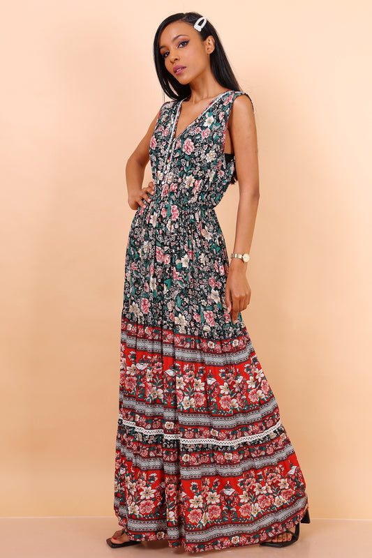 Φόρεμα boho floral maxi