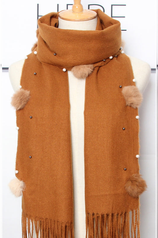 Κασκόλ/Εσάρπα με pom pom