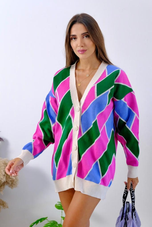 Ζακέτα πλεκτή geometric printed