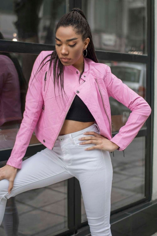 Μπουφάν biker δερματίνη