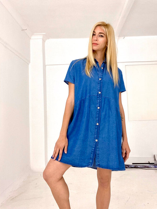 Shirt dress denim mini