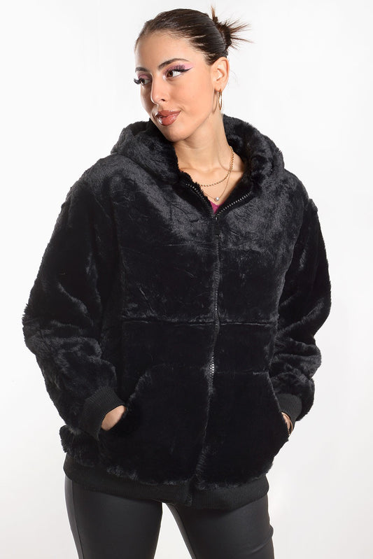 Μπουφάν bomber fluffy γούνινο