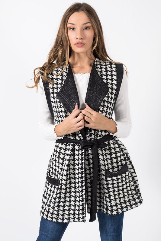 Καζάκα πλεκτή με σχέδιο pied de poule