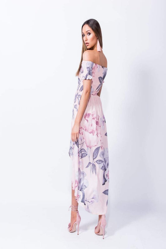 Φόρεμα με σφηκοφωλιά στο μπούστο floral