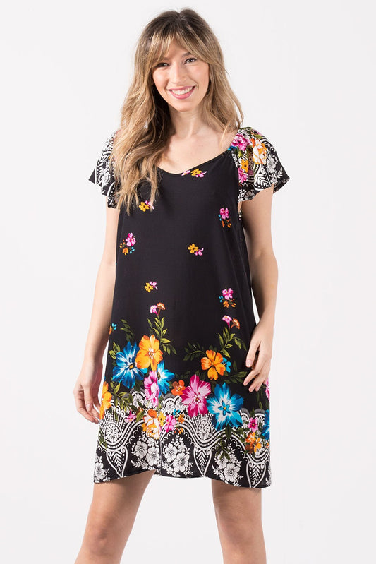 Φόρεμα floral κοντομάνικο mini