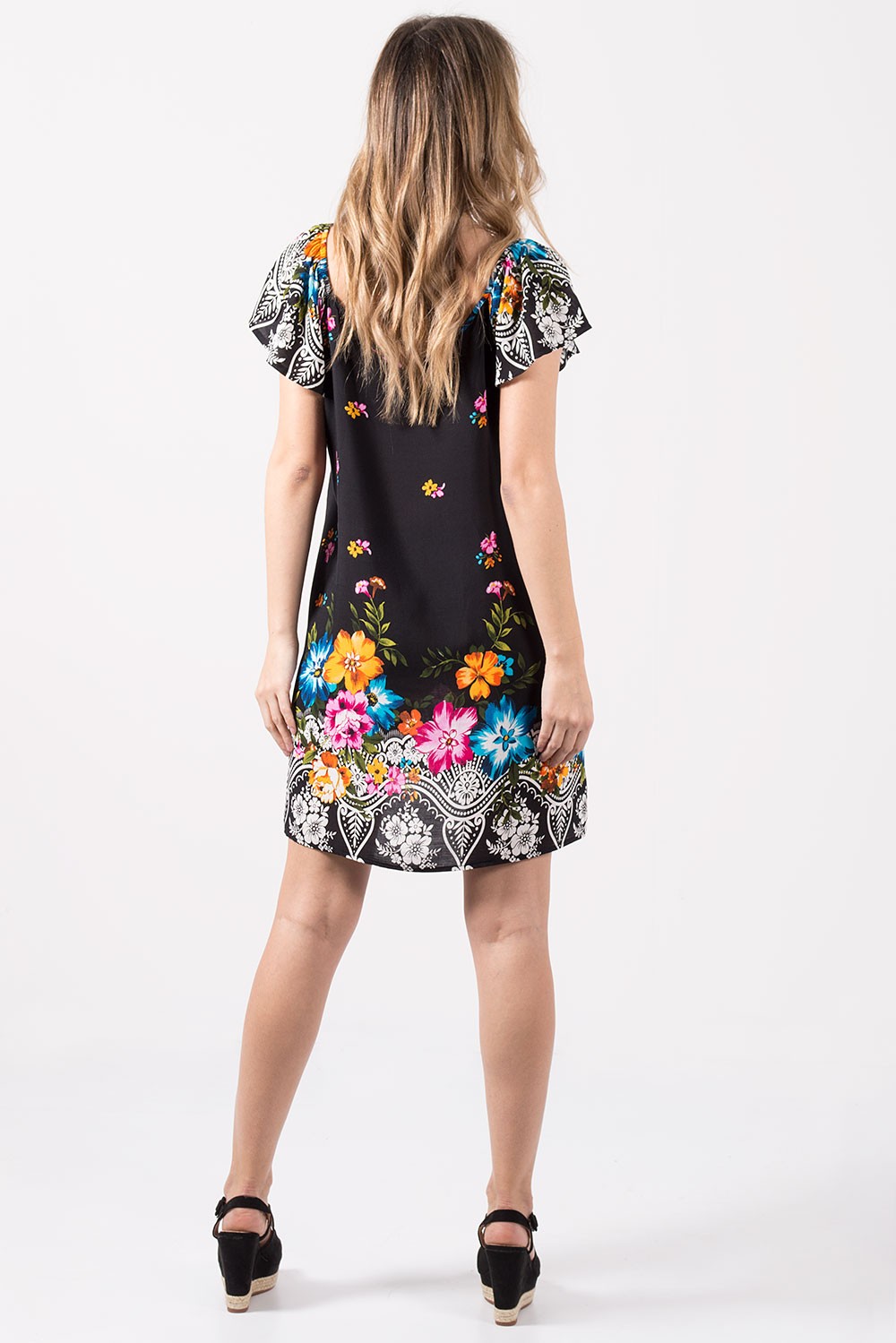 Φόρεμα floral κοντομάνικο mini