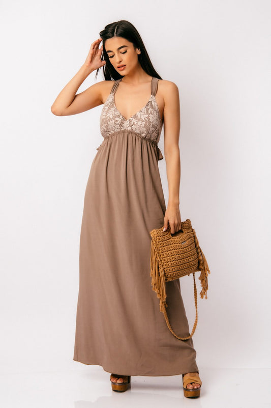 Φόρεμα maxi με δανδέλα