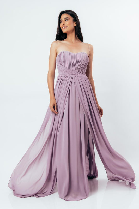 Φόρεμα maxi με πλισέ μπούστο