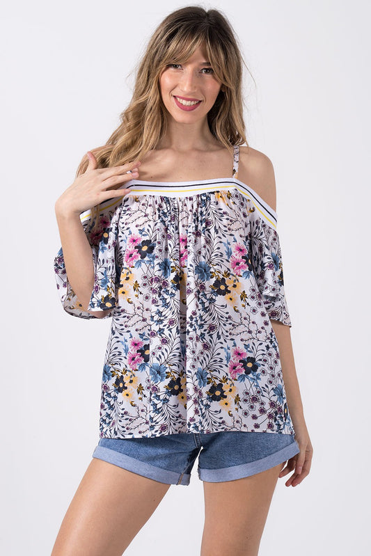 Μπλούζα έξωμη floral