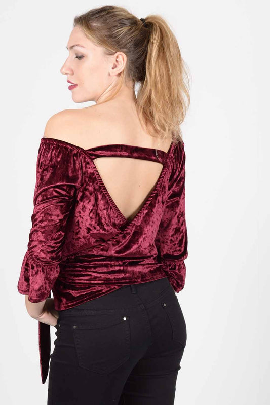 Μπλούζα βελουτέ με σχέδιο στην πλάτη